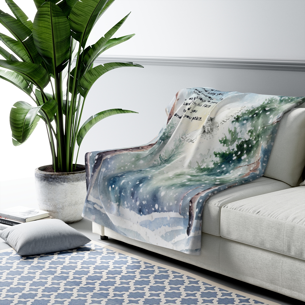 Snowy Forest Blessing Blanket (Sherpa Fleece) - Image 3