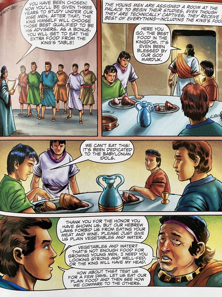 The Action Bible for kids, picture of Daniel and friends